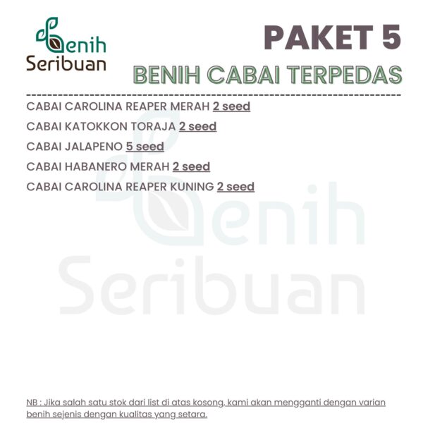 Benih Cabe Pedas 5 Macam Benih Cabai Seribuan Pedas