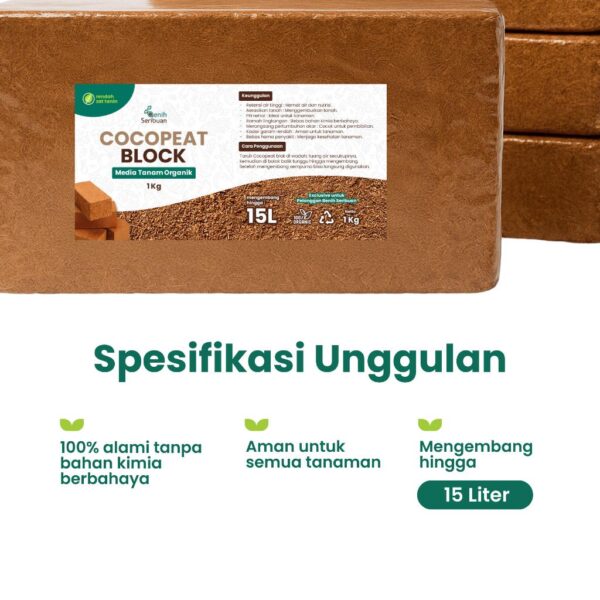 Cocopeat Block 1 kg - Media Tanam Praktis Sabut Kelapa Halus dan Ramah Lingkungan