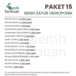Benih Sayuran Hidroponik 15 Macam Benih Sayur Daun Paket Seribuan