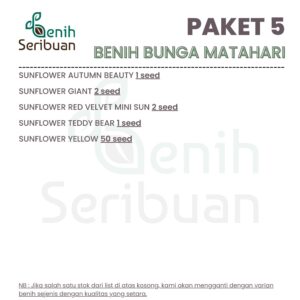 Benih Bunga Matahari 5 Macam Benih Tanaman Sunflower Paket Seribuan