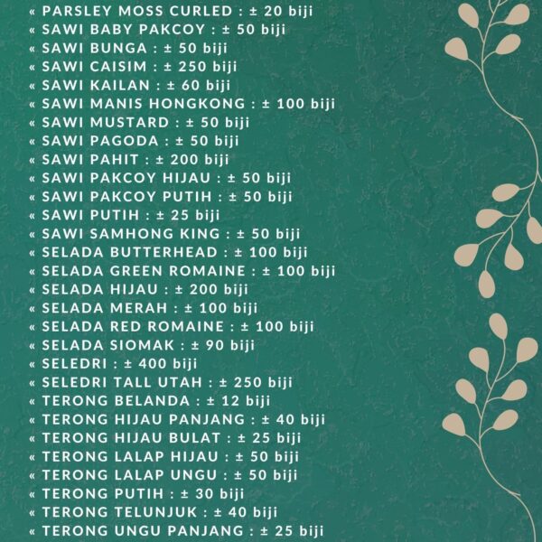 Benih Sayur Sayuran Varian Lengkap