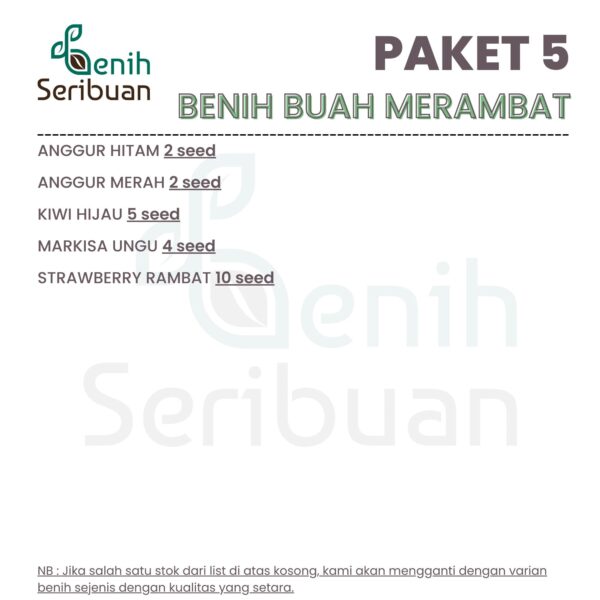 Benih Buah Merambat 5 Macam Benih Paket Buah-Buahan Rambat Unggul Seribuan 2 Benih Buah Merambat 5 Macam Benih Paket Buah-Buahan Rambat Unggul Seribuan