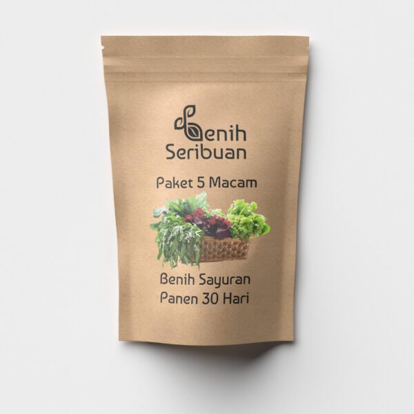 Paket 5 Macam Benih Sayuran Daun 30 Hari Panen Seribuan Bayam Kangkung Sawi Pakcoy Selada Benih Tanaman Sayur