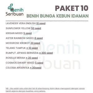 Benih Bunga Paket 10 Macam Benih Bunga dan Tanaman Hias Kebun Idaman