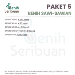 Benih Sawi 5 Macam Benih Paket Sayuran Seribuan Sayur Unggul