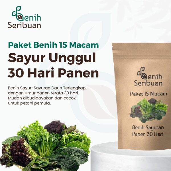 Paket Lengkap 15 Macam Benih Sayuran Varian Tanaman Panen 30 Hari Benih Sayur Daun Seribuan
